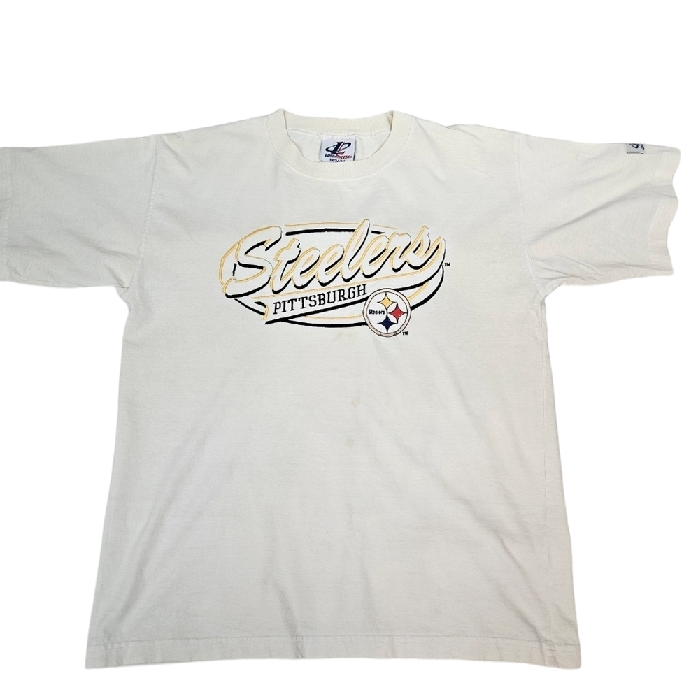 Vintage Logo Athletic Embroidered Pittsburgh Steelers Tee-Shirt Size Medium A97